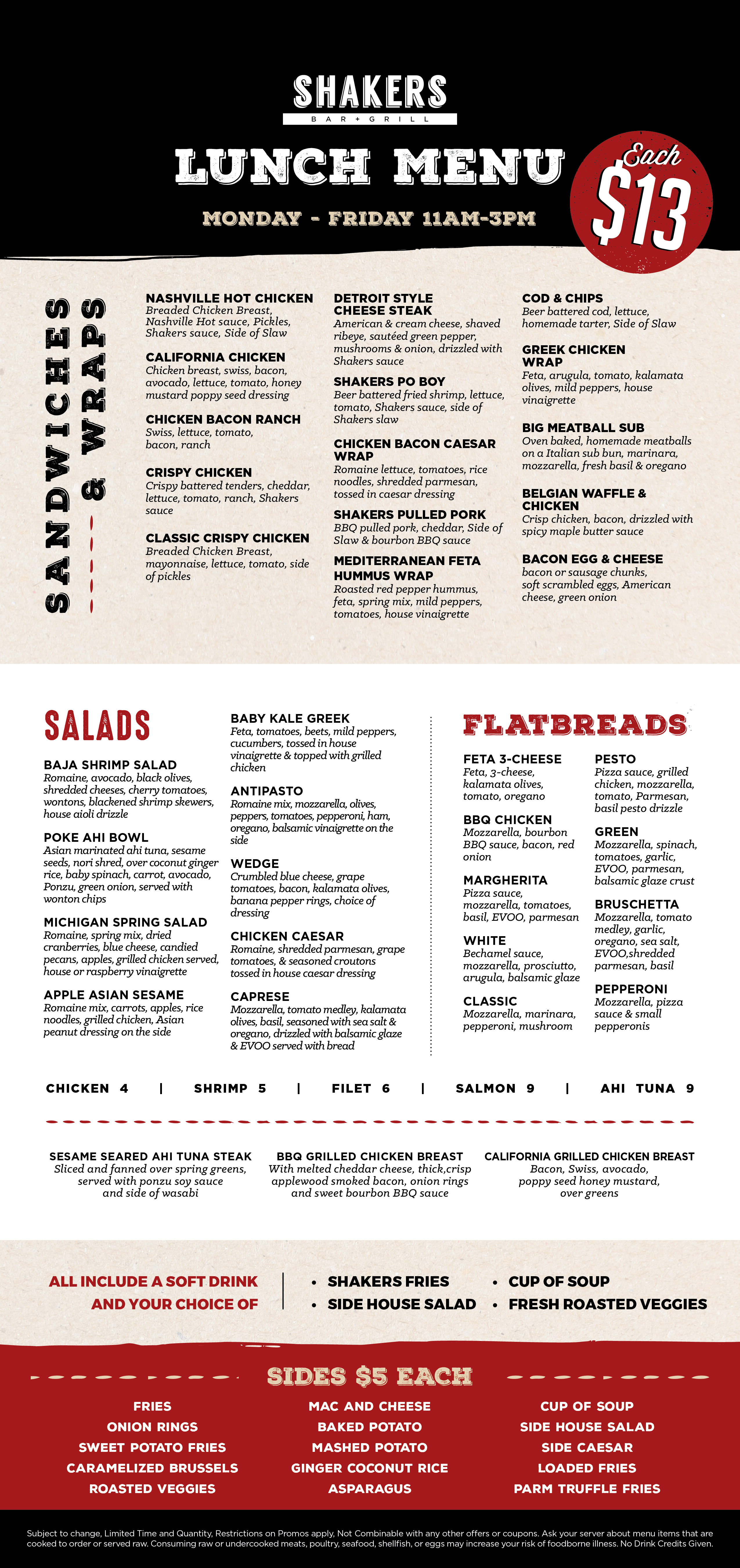 Lunch Menu – Shakers Bar and Grill